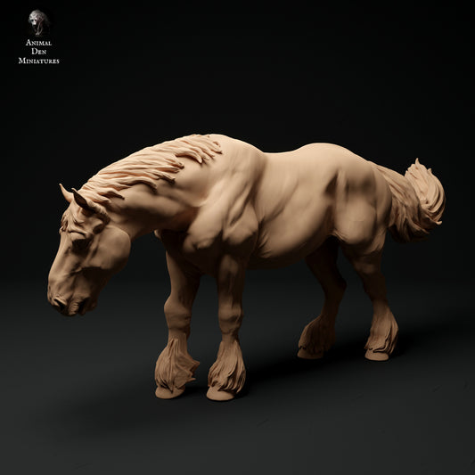 Suffolk Punch feeding - white resin - ready to prep / paint - many options