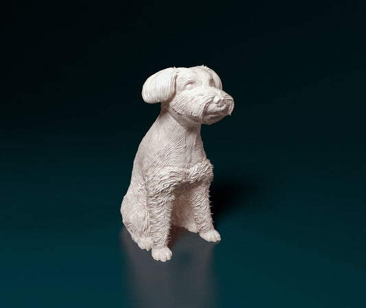 Schnauzer dog artist resin - white resin ready to prep / paint ALL SCALES
