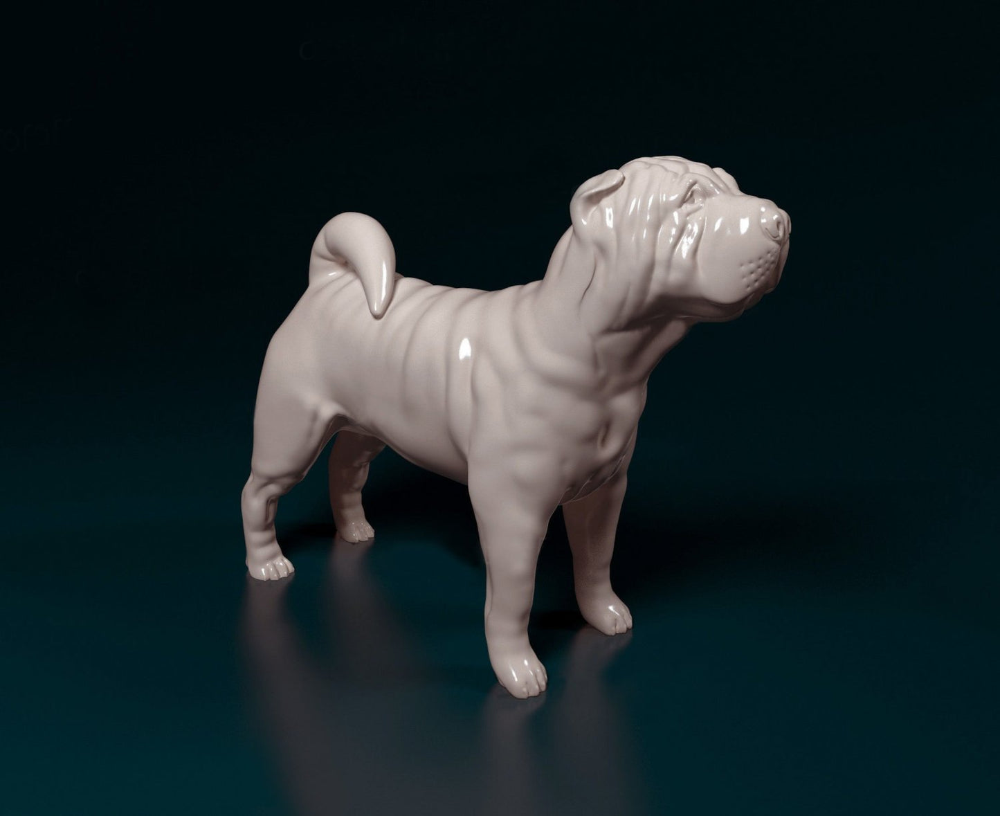 Shar pei dog artist resin - white resin ready to prep / paint ALL SCALES