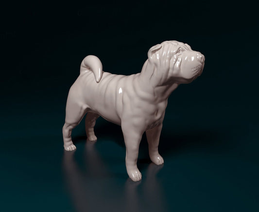 Shar pei dog artist resin - white resin ready to prep / paint ALL SCALES