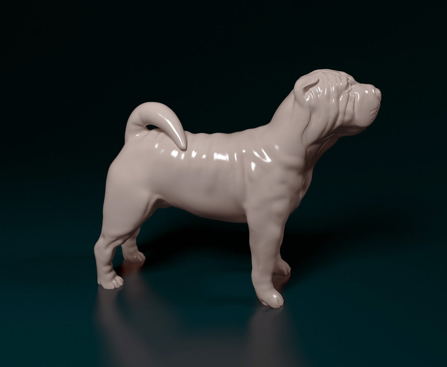 Shar pei dog artist resin - white resin ready to prep / paint ALL SCALES