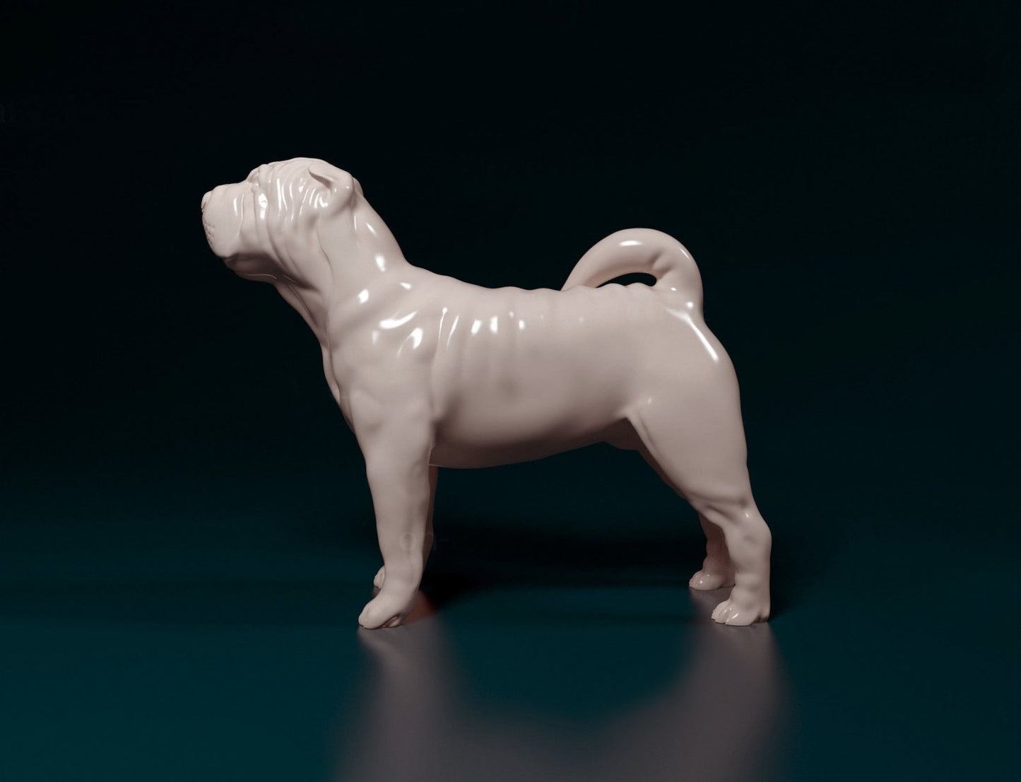 Shar pei dog artist resin - white resin ready to prep / paint ALL SCALES