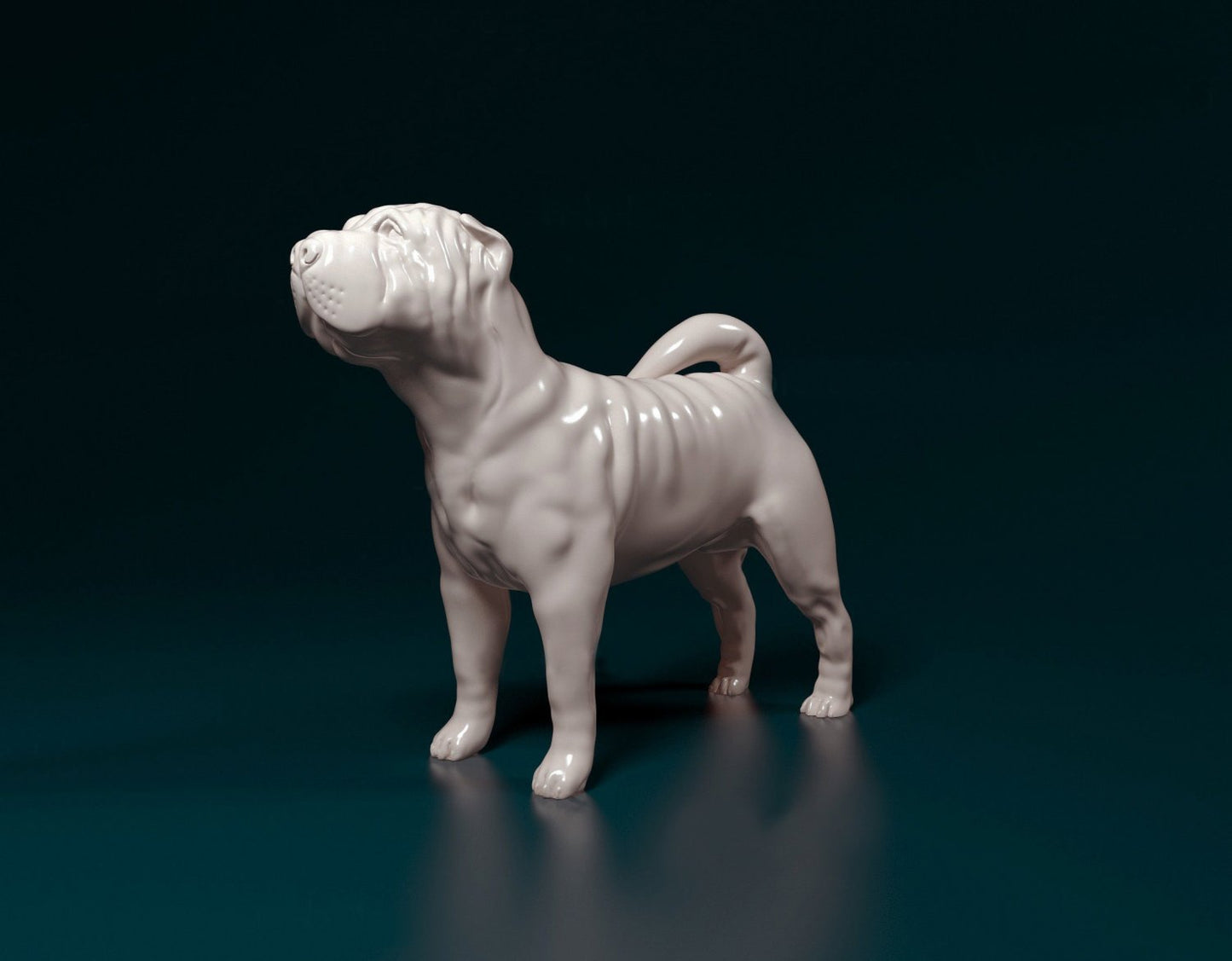 Shar pei dog artist resin - white resin ready to prep / paint ALL SCALES