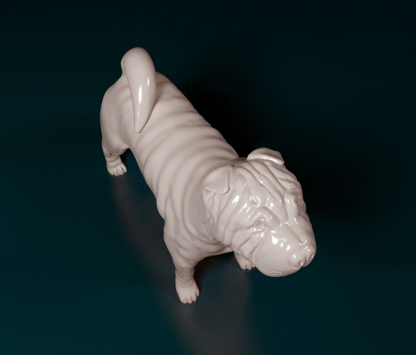 Shar pei dog artist resin - white resin ready to prep / paint ALL SCALES
