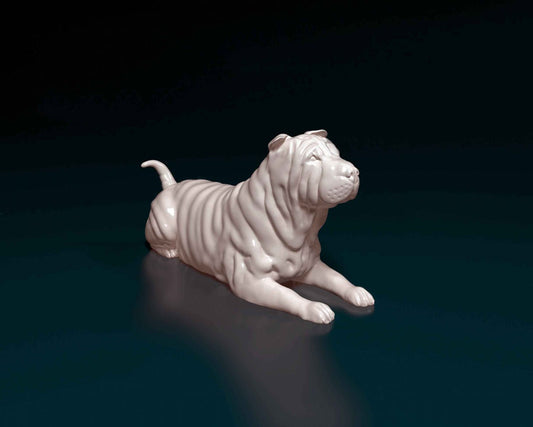 Shar pei dog artist resin - white resin ready to prep / paint ALL SCALES