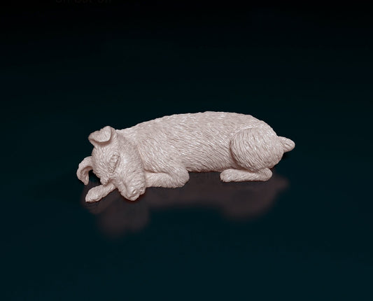Schnauzer dog artist resin - white resin ready to prep / paint ALL SCALES