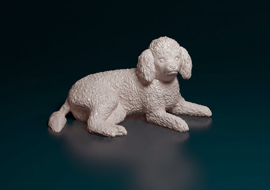 Toy poodle artist resin - white resin ready to prep / paint ALL SCALES