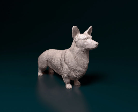 welsh corgi cardigan artist resin - white resin ready to prep / paint ALL SCALES
