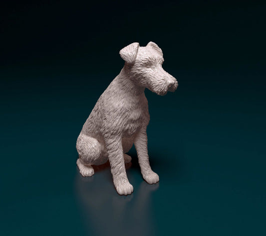 wire fox terrier artist resin - white resin ready to prep / paint ALL SCALES