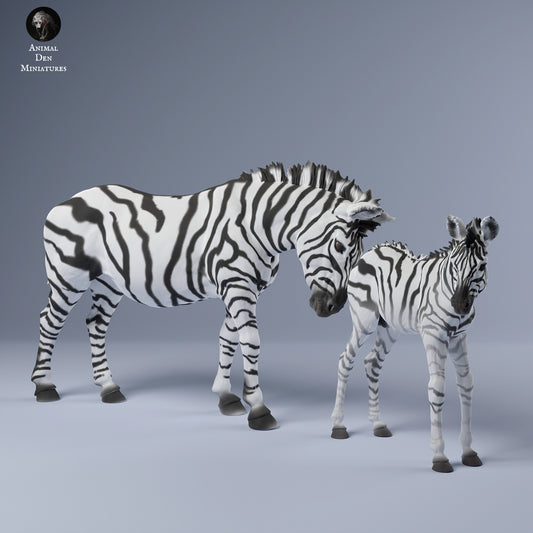 Zebra mare and calf - White resin ready to prep and paint