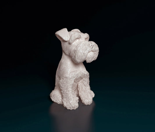 Miniature schnauzer  artist resin - white resin ready to prep / paint ALL SCALES