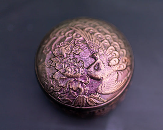 Oriental peacock jewellery / ring box Medium