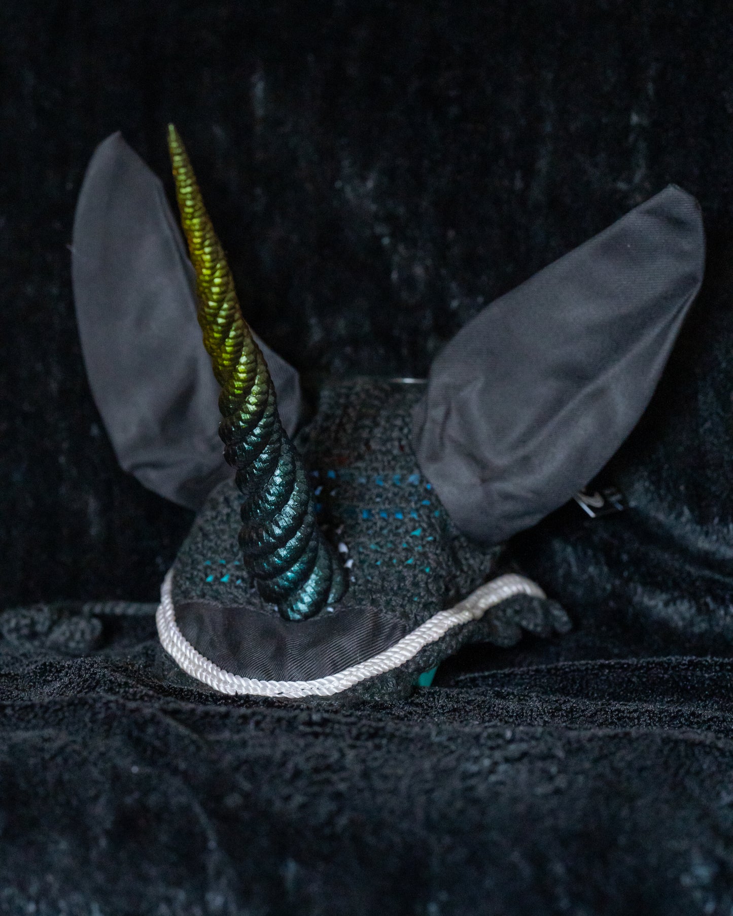 Unicorn Horn Fly veil for real Horse / Pony with 29CM Horn