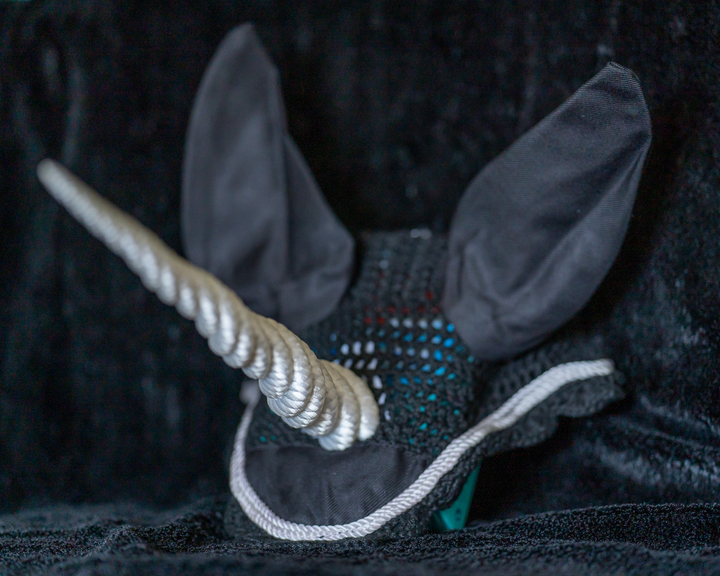Unicorn Horn Fly veil for real Horse / Pony with 29CM Horn