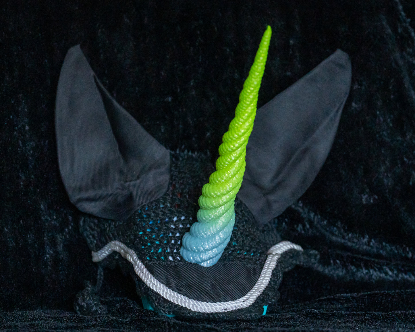 Unicorn Horn Fly veil for real Horse / Pony with 29CM Horn