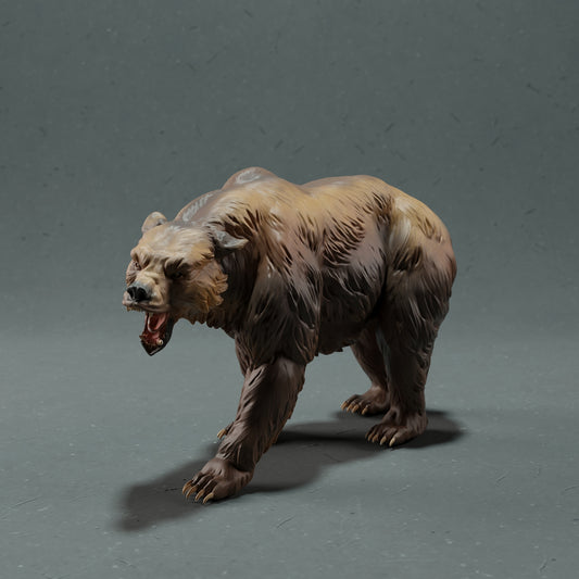 Grizzly bear roaring - White ready to paint