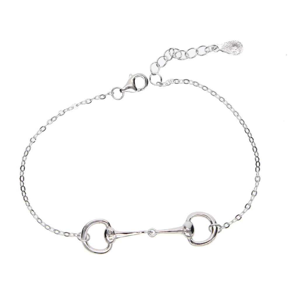 Real 100% 925 Sterling Silver Horse Lover Jewelry Three Color Snaffle Bit Pendant Silver Women Bracelet 2021 New Charm Bracelet
