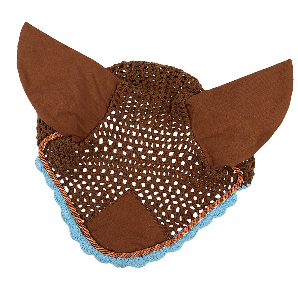 Professional Soft Cotton Hand Crochet Breathable Fly Veil Horse Ear Net With Ears Horse Wear Horse Equipment For Horse