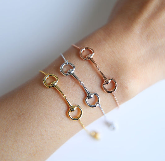 Real 100% 925 Sterling Silver Horse Lover Jewelry Three Color Snaffle Bit Pendant Silver Women Bracelet 2021 New Charm Bracelet