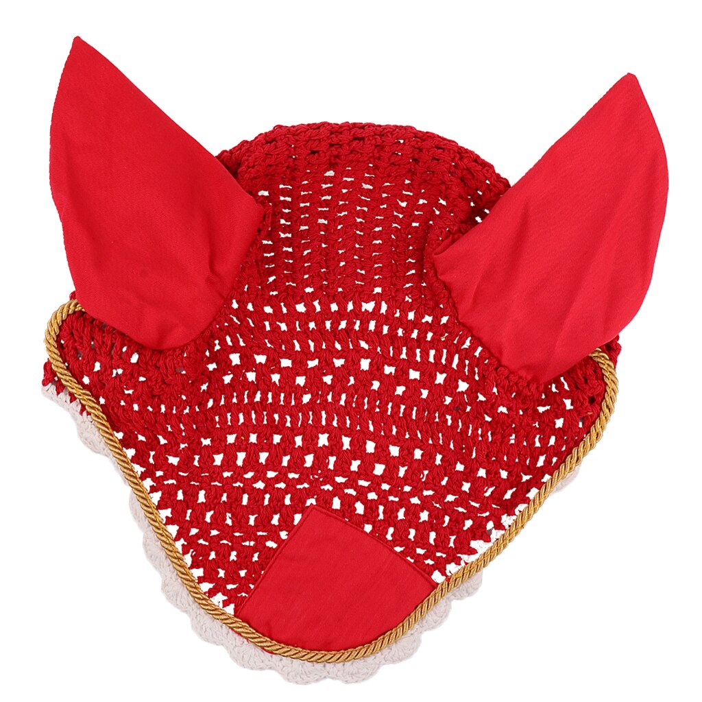 Professional Soft Cotton Hand Crochet Breathable Fly Veil Horse Ear Net With Ears Horse Wear Horse Equipment For Horse