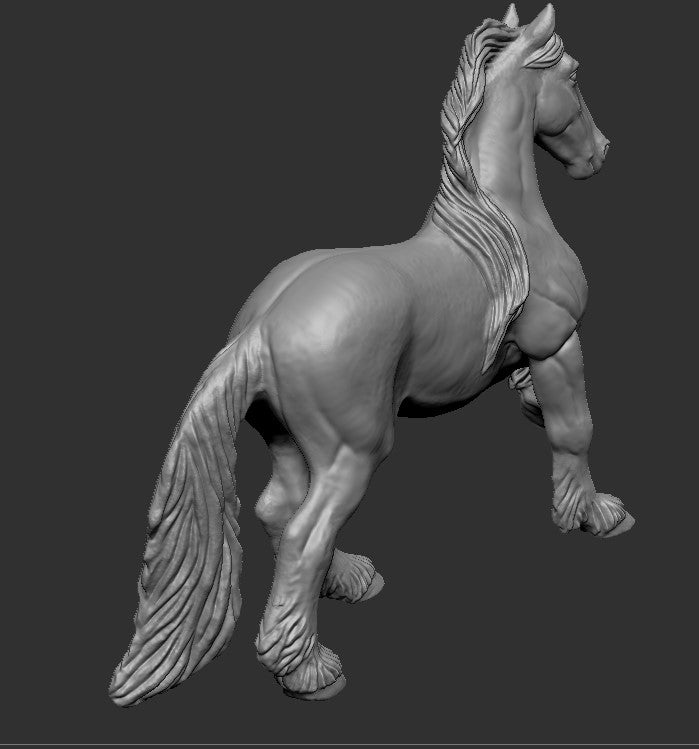 SM scale Friesian Horse type 1 - White resin ready to paint
