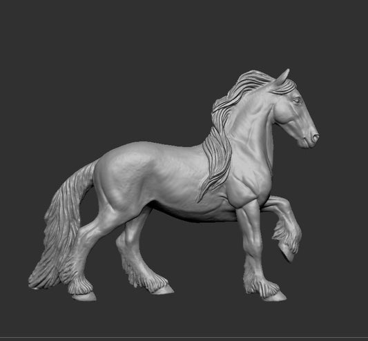SM scale Friesian Horse type 1 - White resin ready to paint