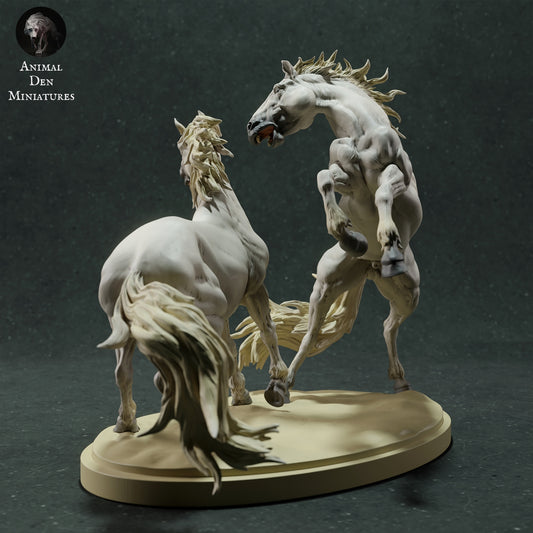 Camargue Horses fighting pair - White resin ready to prep / paint  LTD EDITION - Pre - Order