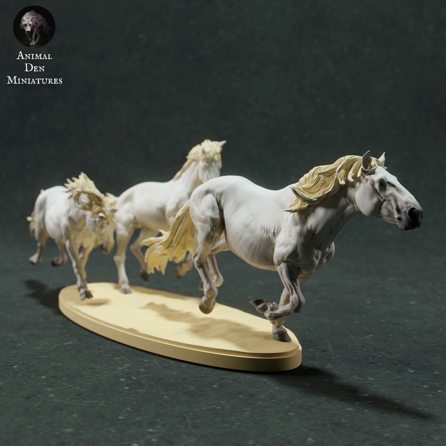 Camargue Horses running - White resin ready to prep / paint  LTD EDITION - Pre - Order