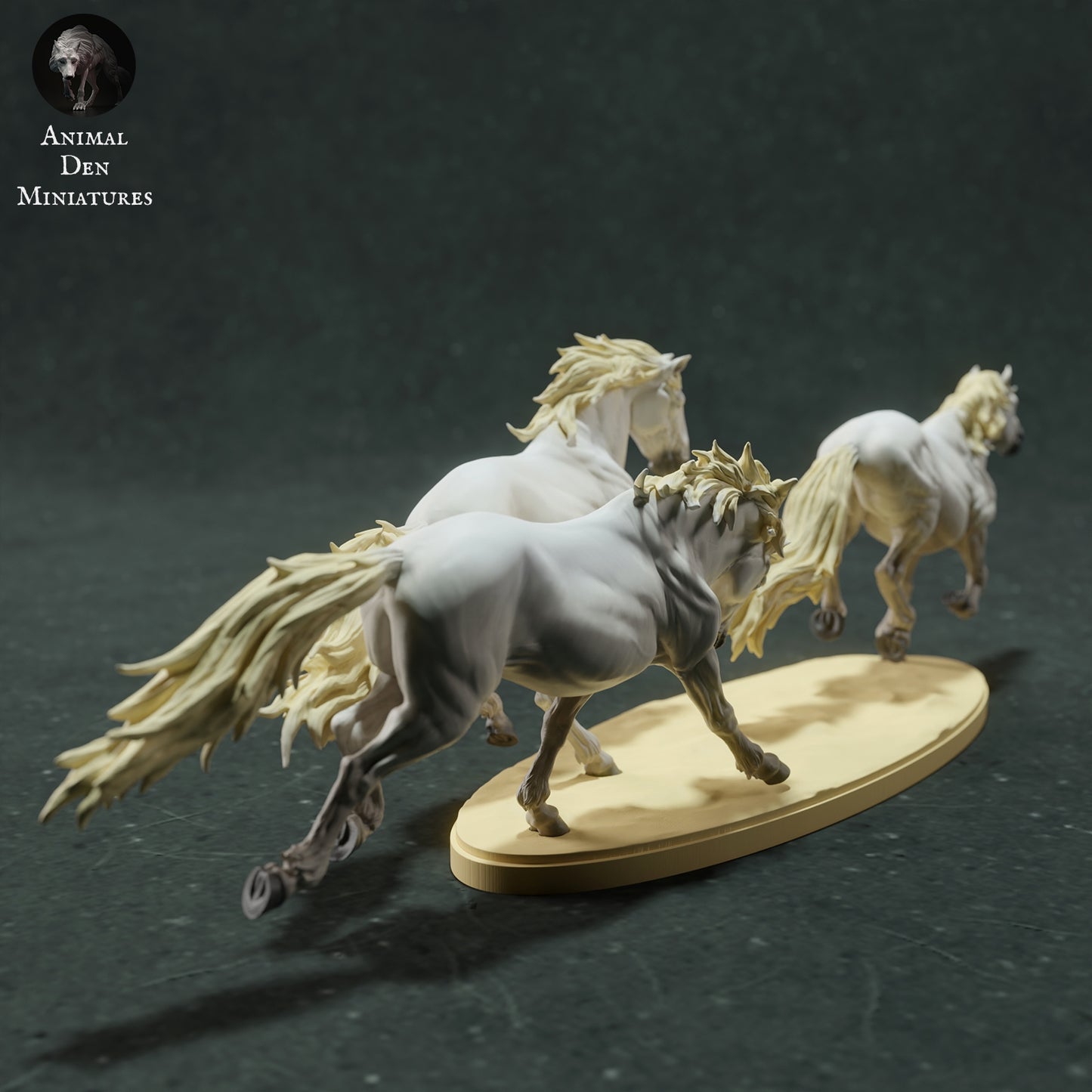 Camargue Horses running - White resin ready to prep / paint  LTD EDITION - Pre - Order
