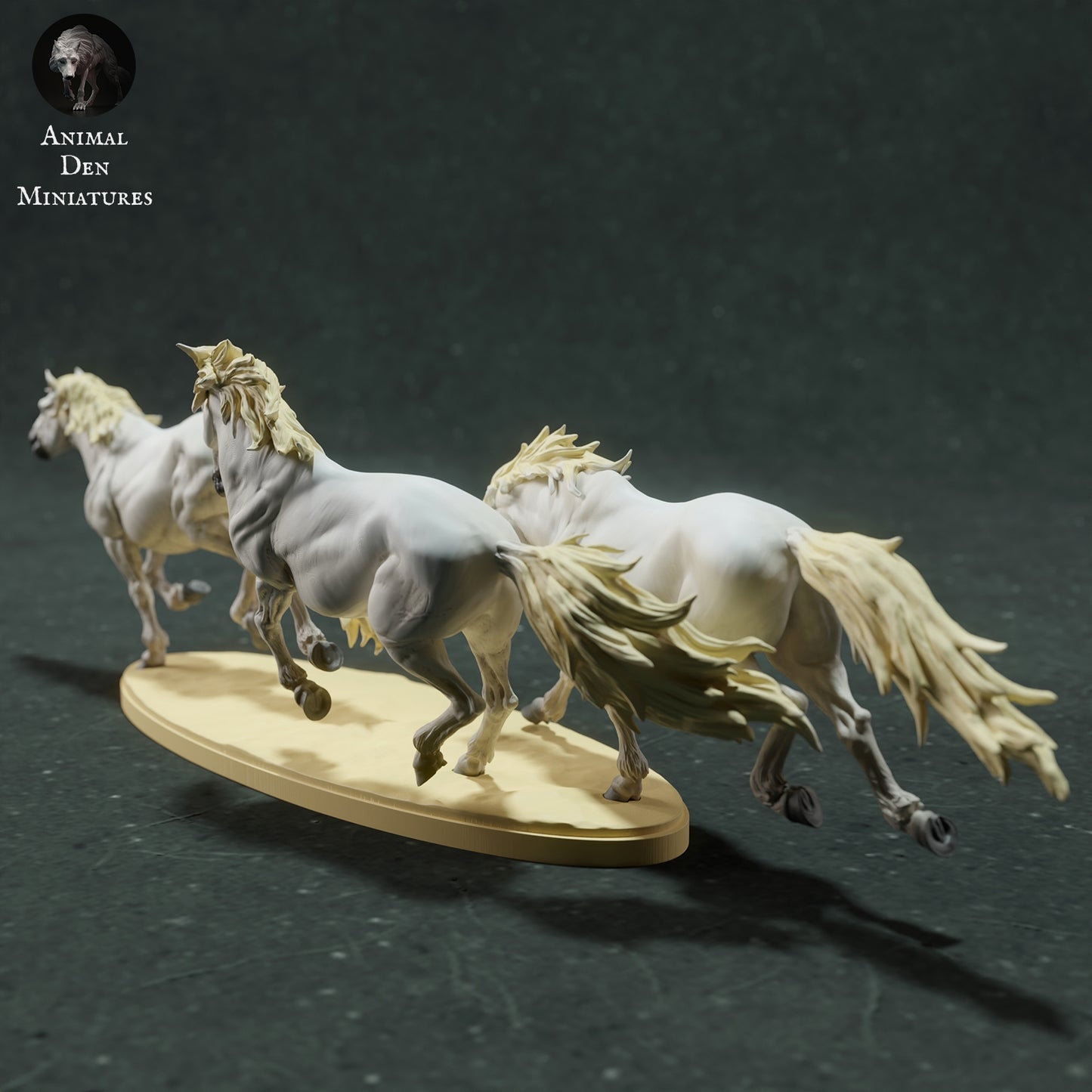 Camargue Horses running - White resin ready to prep / paint  LTD EDITION - Pre - Order