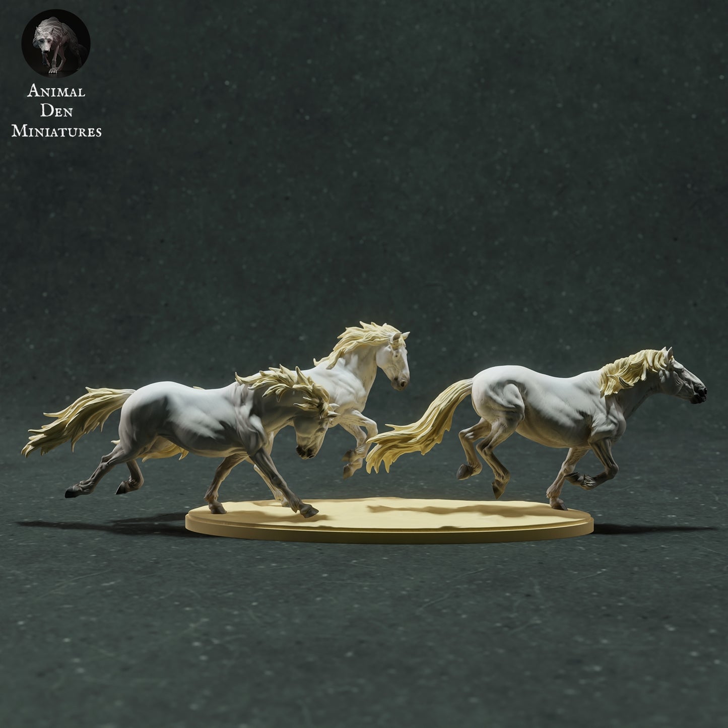 Camargue Horses running - White resin ready to prep / paint  LTD EDITION - Pre - Order
