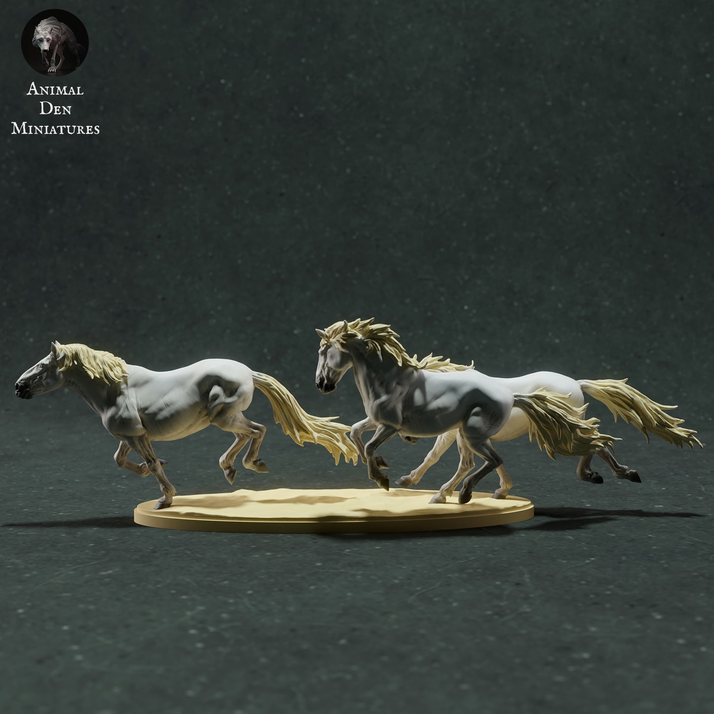 Camargue Horses running - White resin ready to prep / paint  LTD EDITION - Pre - Order