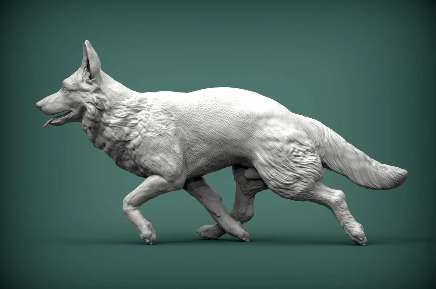 Running german shepherd - white ready to paint