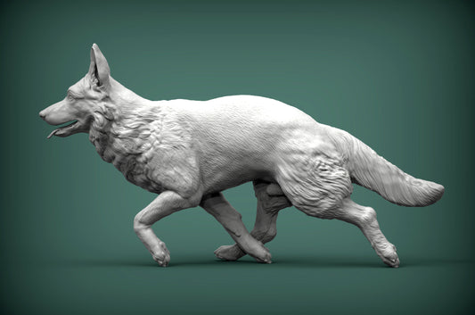 Running german shepherd - white ready to paint