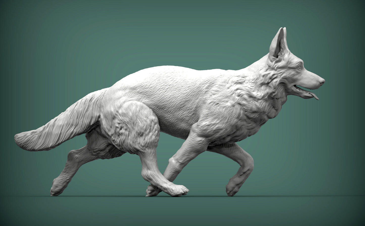 Running german shepherd - white ready to paint