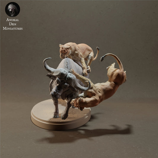 Hunting lion set - white ready to paint