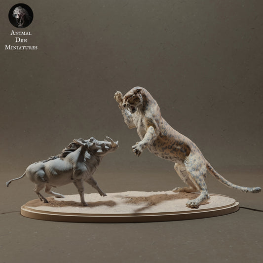 Leopard warthog hunting - white ready to paint