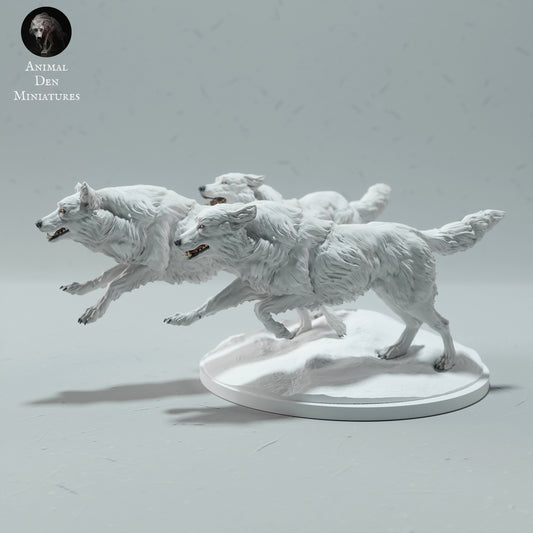 Running Arctic wolf trio - White ready to paint