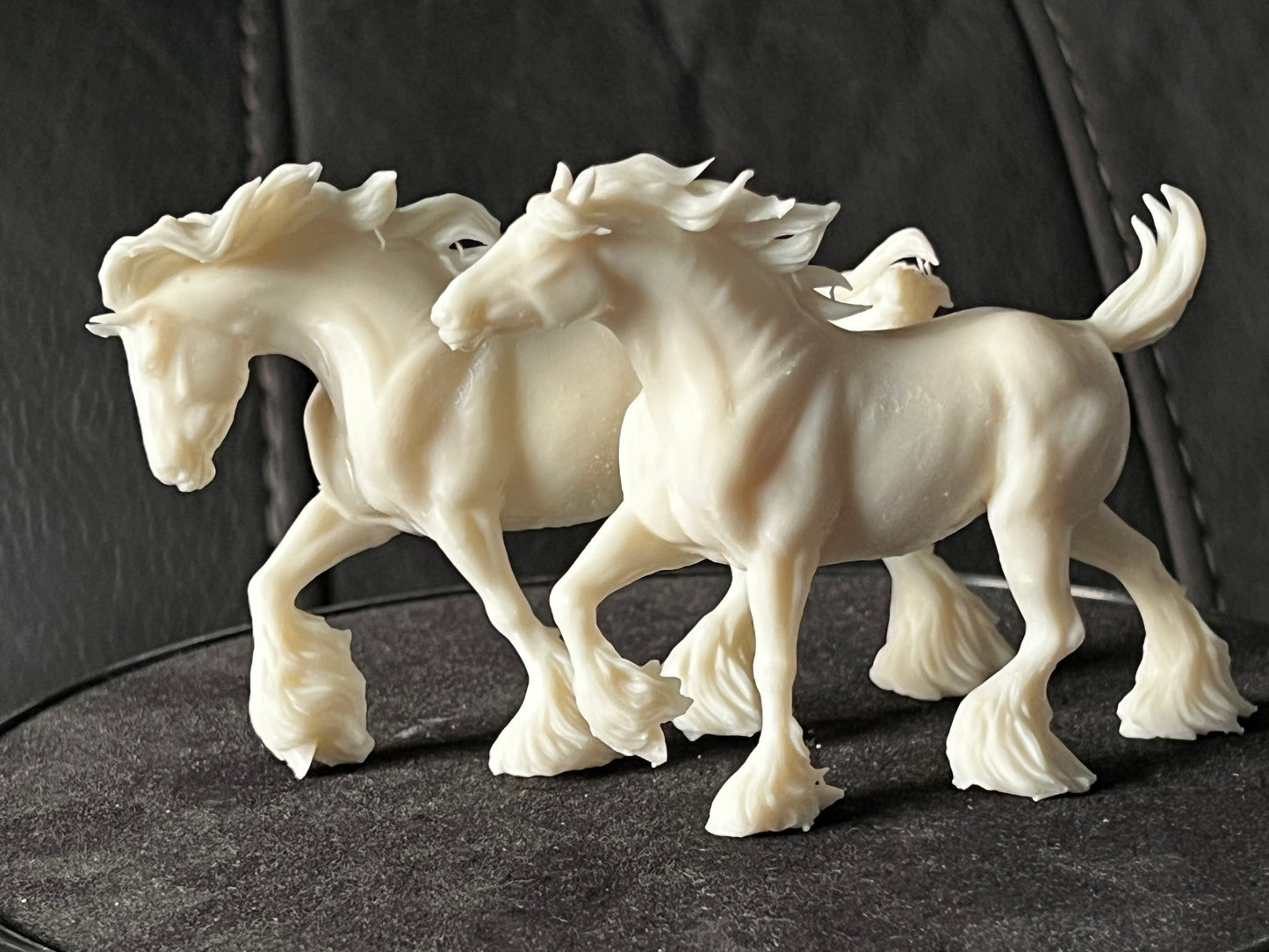 Performance pair of pulling shire mares - White resin ready to prep and paint  LTD EDITION