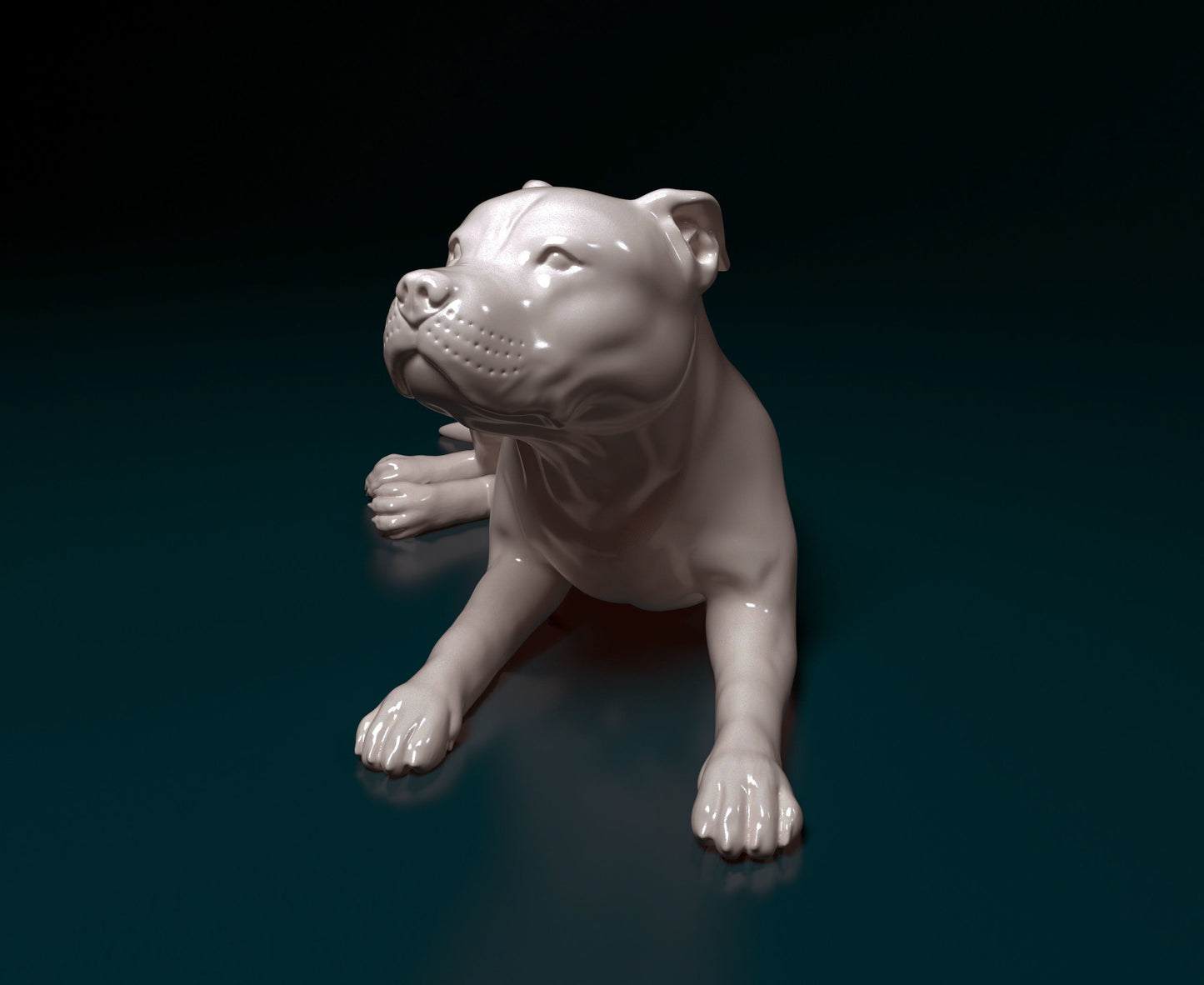 Laying Pitbull - white ready to paint