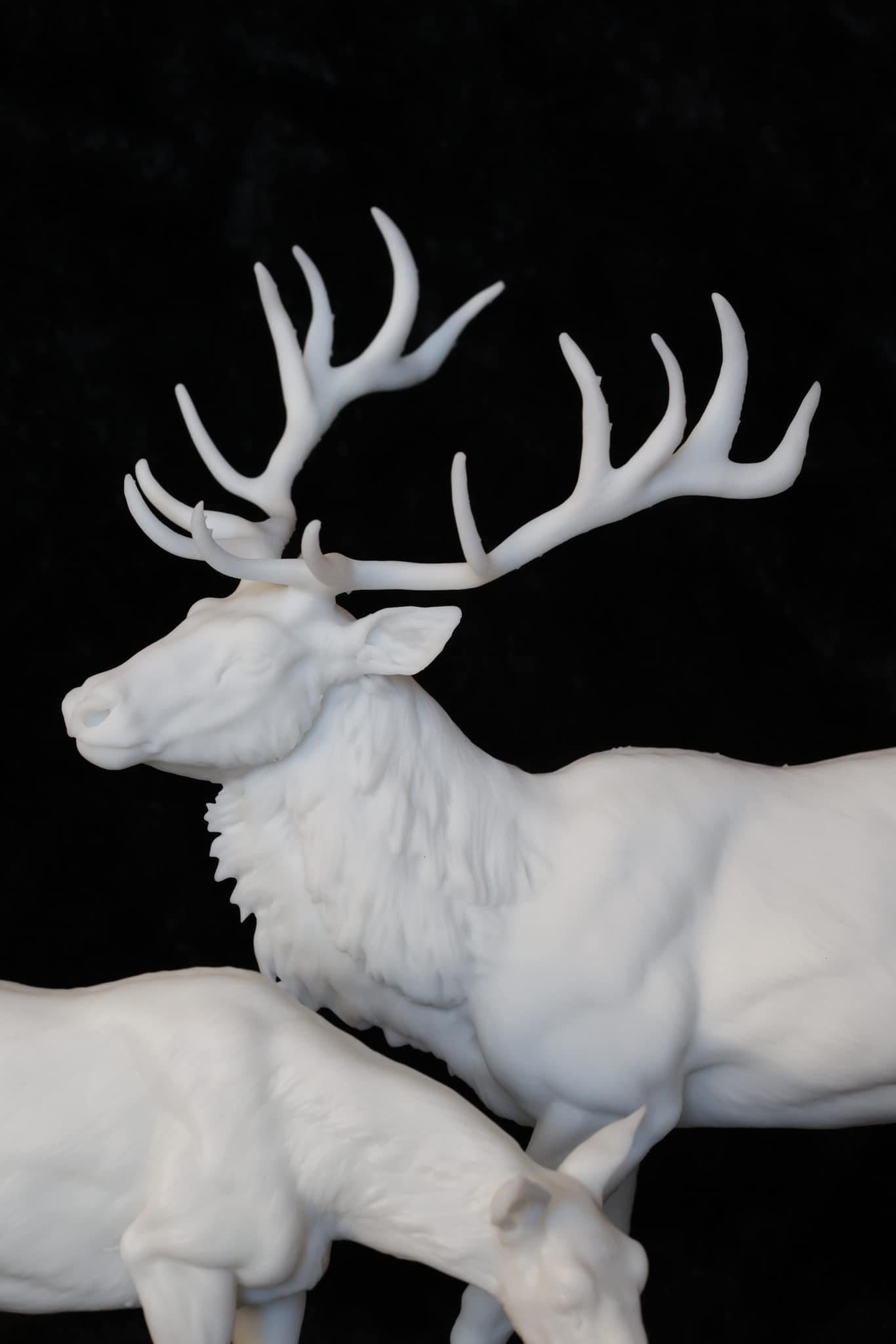 Red deer set of 3 - white ready to paint