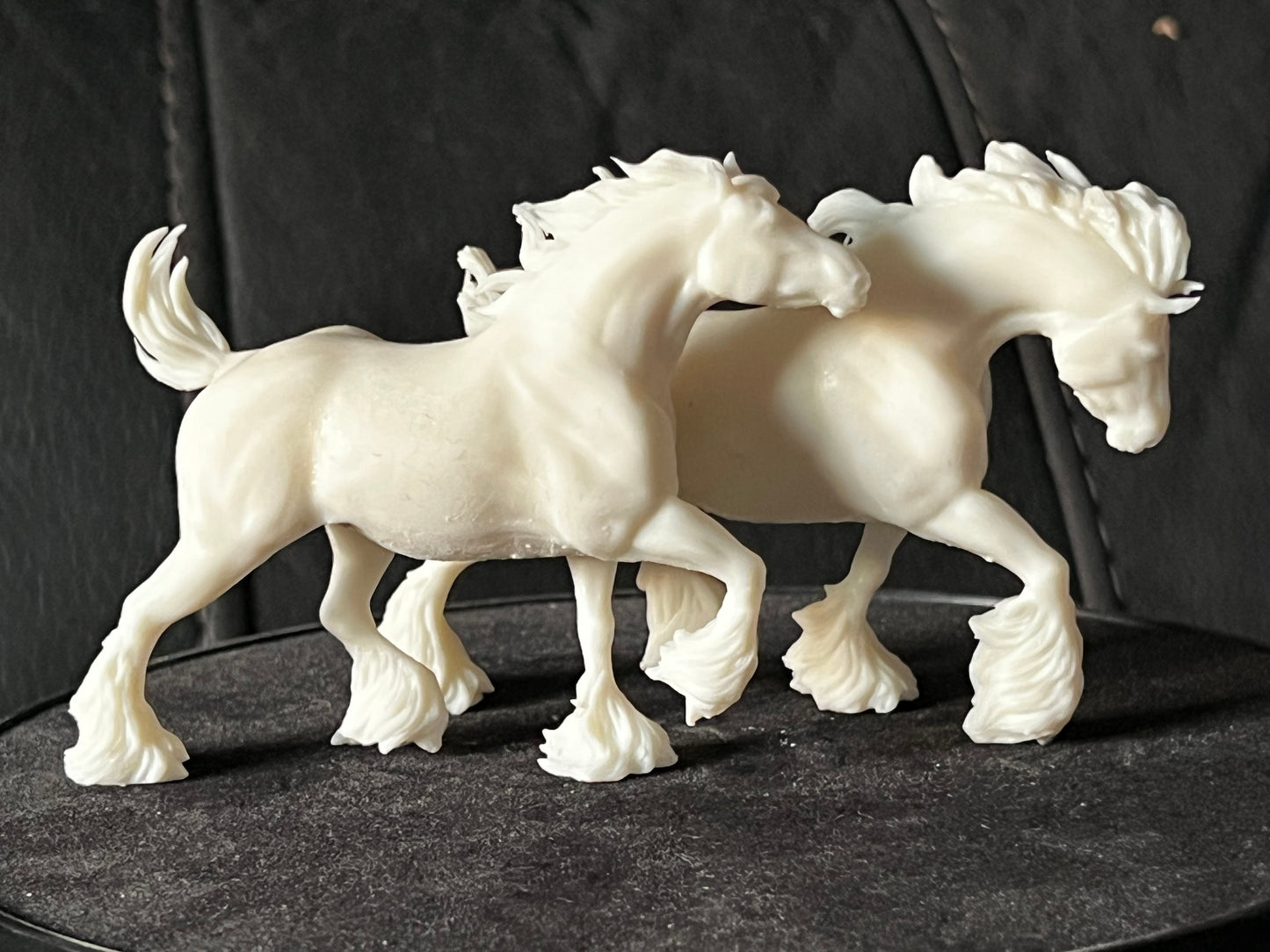 Performance pair of pulling shire mares - White resin ready to prep and paint  LTD EDITION