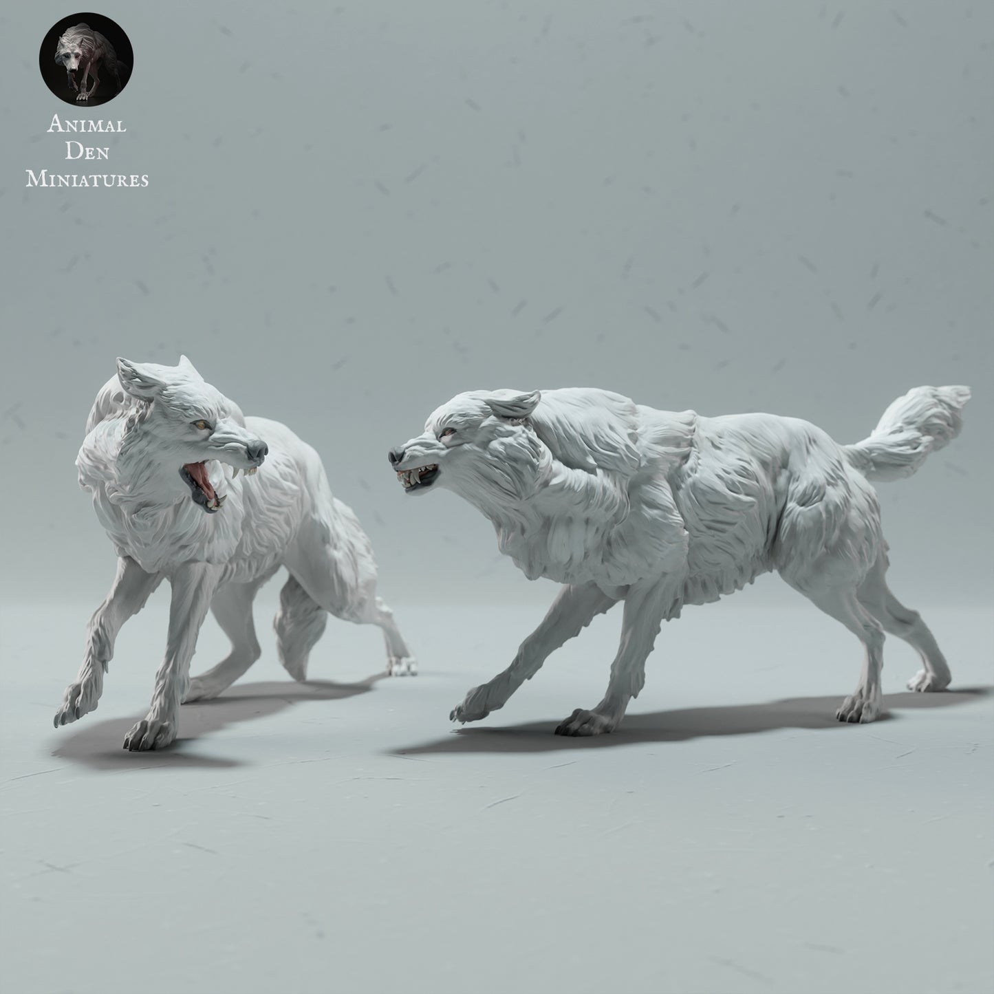 Arctic fighting wolf pair - White ready to paint