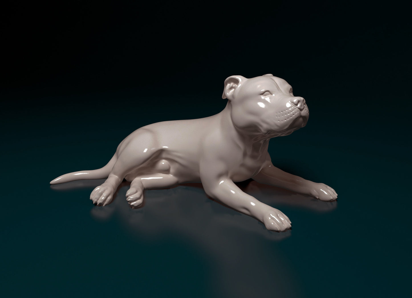 Laying Pitbull - white ready to paint