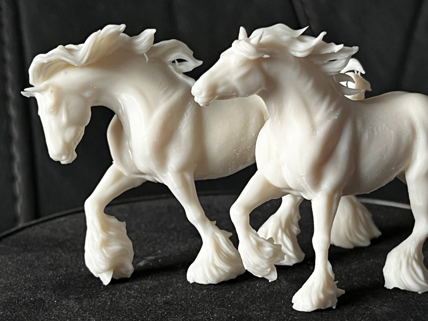Performance pair of pulling shire mares - White resin ready to prep and paint  LTD EDITION