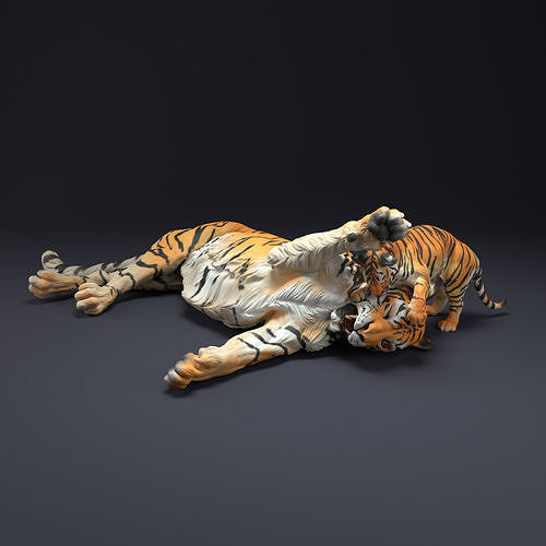 Tiger and cub - White ready to paint