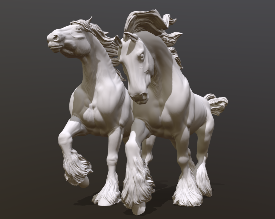 Performance pair of pulling shire mares - White resin ready to prep and paint  LTD EDITION