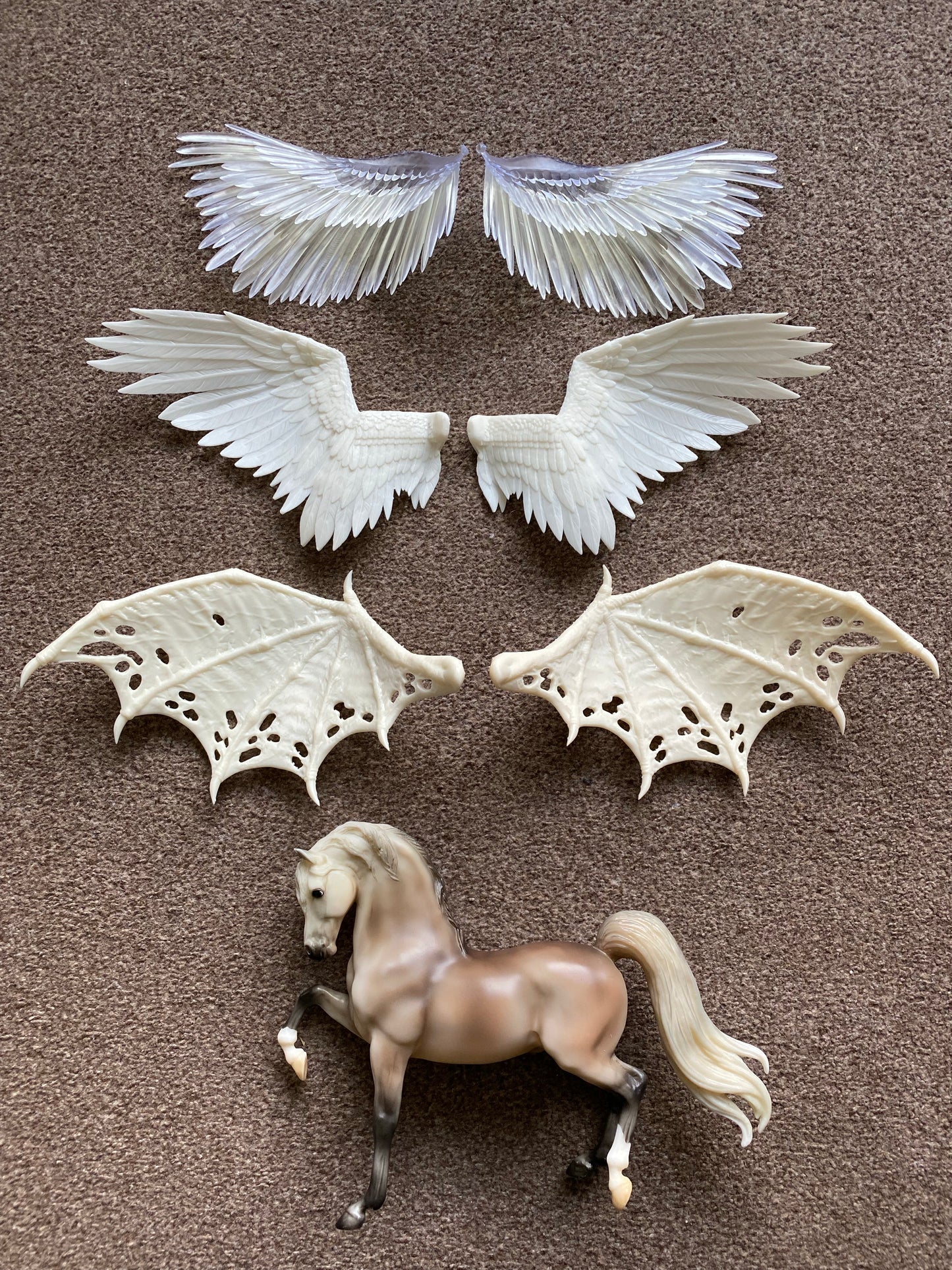 Demon Resin Wings for Model Horse Breyer / resin custom - White ready to Paint