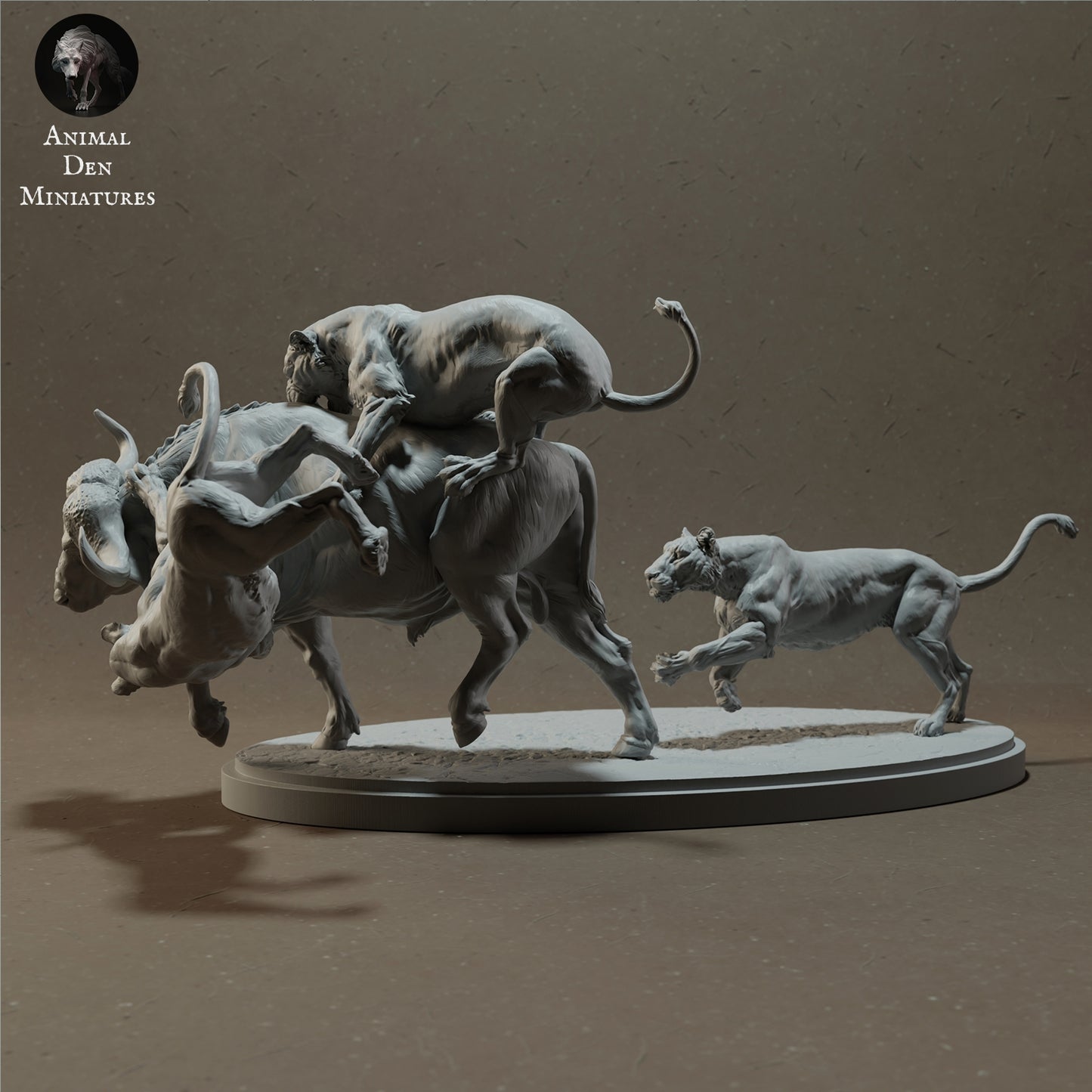 Hunting lion set - white ready to paint