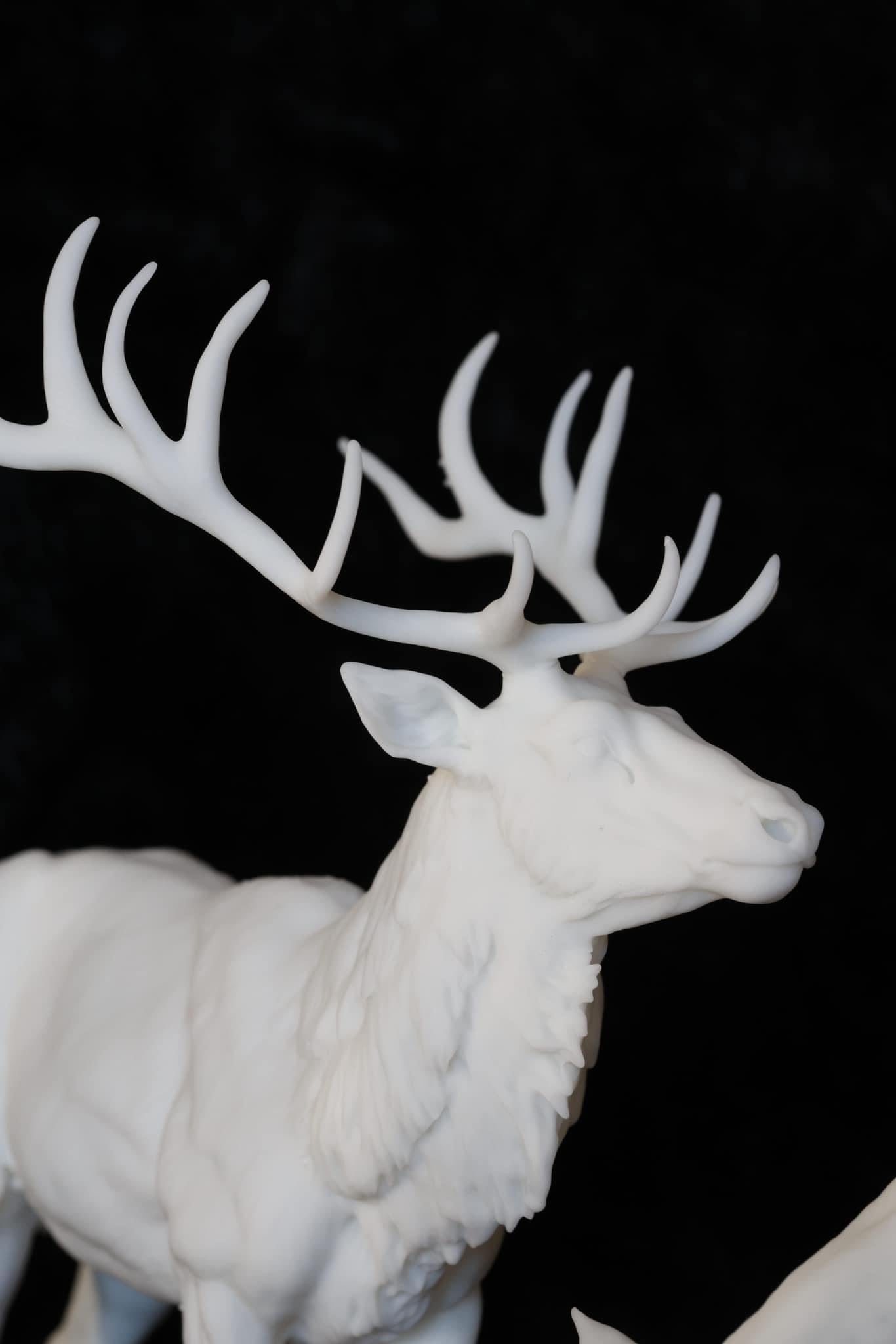 Red deer set of 3 - white ready to paint